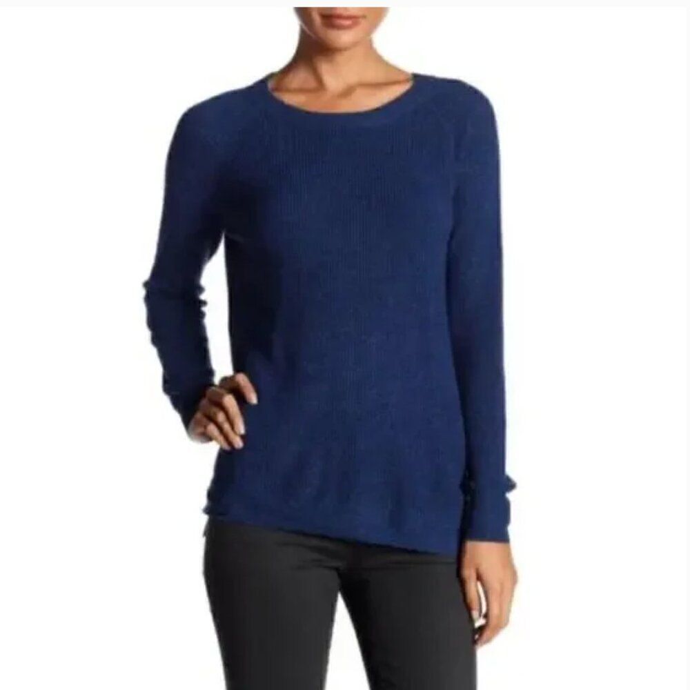 Madewell Waffle Stitch Pullover Sweater Navy Alpaca Merino Wool Blend Small